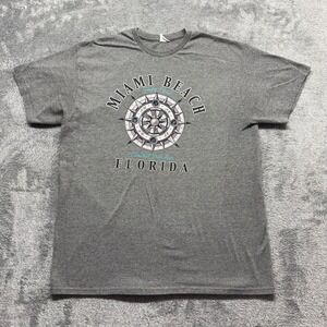 Delta Pro Weight‎ Miami Beach T-Shirt Mens L Gray Good Compass Florida Souvenir